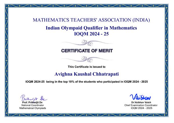 IOQM 2025 Merit Certificate